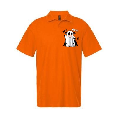 Moo! Cute Funny Cow Ghost Halloween Softstyle Adult Sport Polo