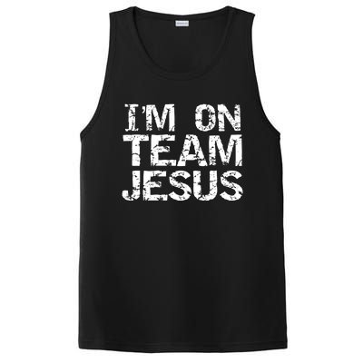 Matching Christian Funny Gift Distressed IM On Team Jesus Funny Gift PosiCharge Competitor Tank