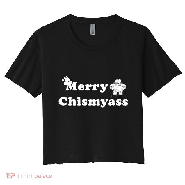 Merry Chismyass Funny Mooning Santa Crop Top