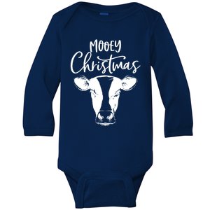 Mooey Christmas Funny Christmas Cow Cool Gift Baby Long Sleeve Bodysuit