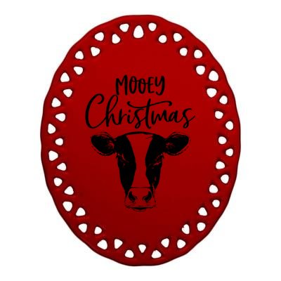 Mooey Christmas Funny Christmas Cow Cool Gift Ceramic Oval Ornament