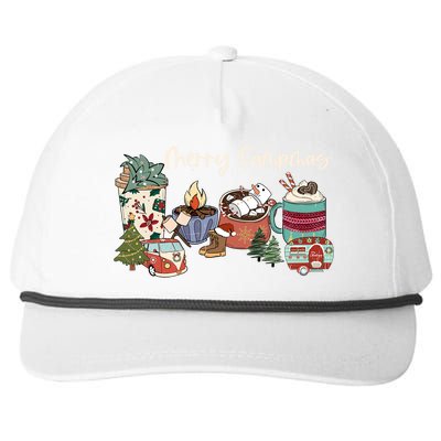 Merry Campmas Funny Christmas Camping Camper Camp Lovers Gift Snapback Five-Panel Rope Hat