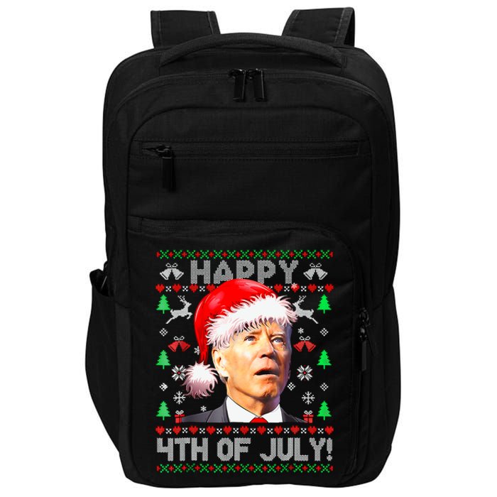 Merry Christmas Funny Joe Biden Happy 4th Of July Ugly Xmas Impact Tech Backpack