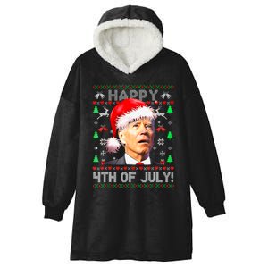 Merry Christmas Funny Joe Biden Happy 4th Of July Ugly Xmas Hooded Wearable Blanket