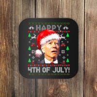 Merry Christmas Funny Joe Biden Happy 4th Of July Ugly Xmas Coaster