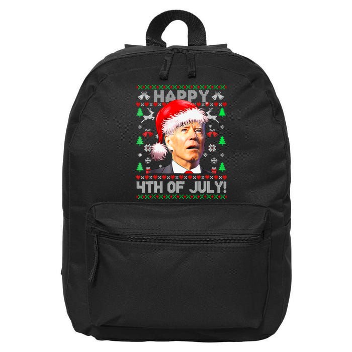 Merry Christmas Funny Joe Biden Happy 4th Of July Ugly Xmas 16 in Basic Backpack