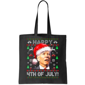 Merry Christmas Funny Joe Biden Happy 4th Of July Ugly Xmas Tote Bag