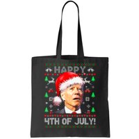 Merry Christmas Funny Joe Biden Happy 4th Of July Ugly Xmas Tote Bag