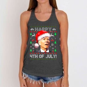 Merry Christmas Funny Joe Biden Happy 4th Of July Ugly Xmas Women's Knotted Racerback Tank