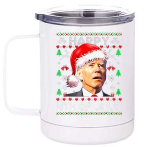 Merry Christmas Funny Joe Biden Happy 4th Of July Ugly Xmas 12 oz Stainless Steel Tumbler Cup