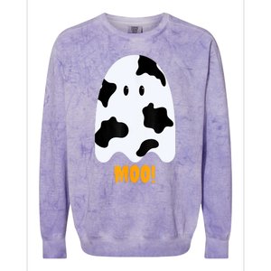 Moo! Cute Funny Cow Print Ghost Halloween Colorblast Crewneck Sweatshirt