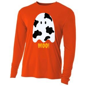 Moo! Cute Funny Cow Print Ghost Halloween Cooling Performance Long Sleeve Crew