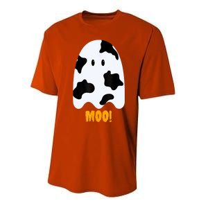 Moo! Cute Funny Cow Print Ghost Halloween Performance Sprint T-Shirt