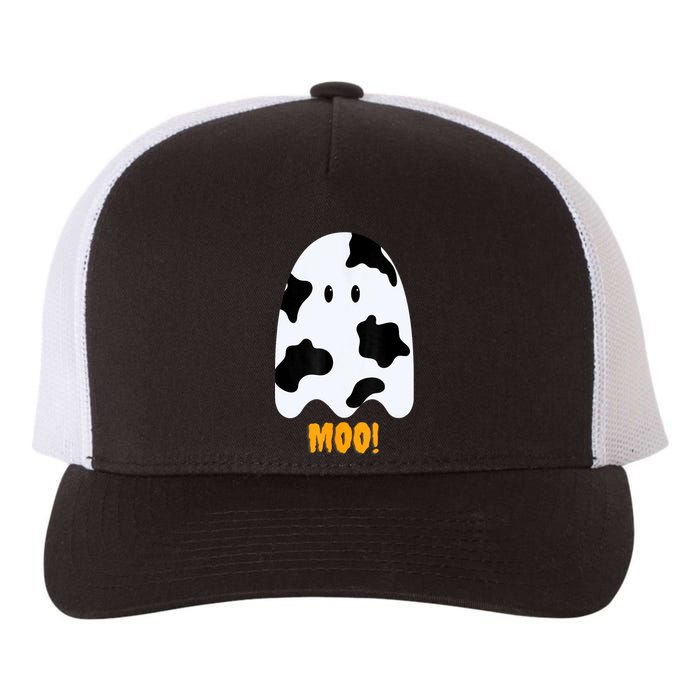 Moo! Cute Funny Cow Print Ghost Halloween Yupoong Adult 5-Panel Trucker Hat