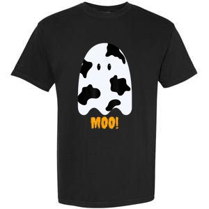 Moo! Cute Funny Cow Print Ghost Halloween Garment-Dyed Heavyweight T-Shirt