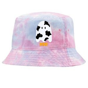 Moo! Cute Funny Cow Print Ghost Halloween Tie-Dyed Bucket Hat