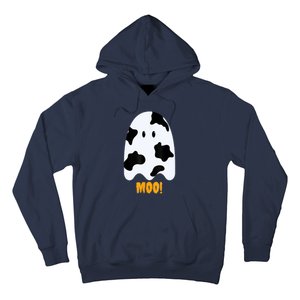 Moo! Cute Funny Cow Print Ghost Halloween Hoodie