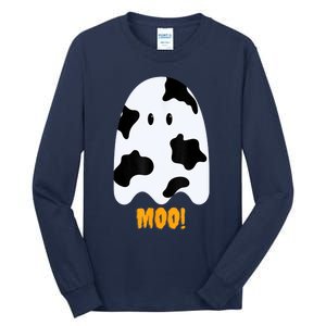 Moo! Cute Funny Cow Print Ghost Halloween Tall Long Sleeve T-Shirt