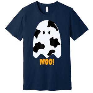 Moo! Cute Funny Cow Print Ghost Halloween Premium T-Shirt