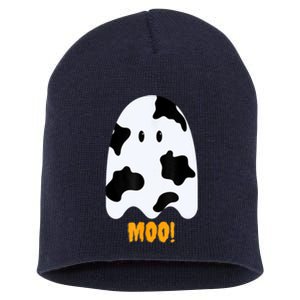 Moo! Cute Funny Cow Print Ghost Halloween Short Acrylic Beanie