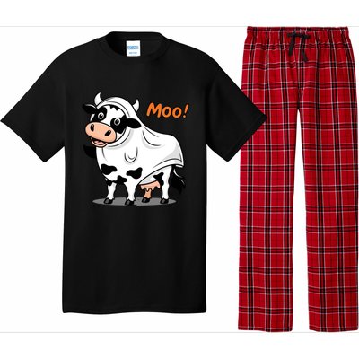 Moo! Cute Funny Cow Print Ghost Halloween Pajama Set