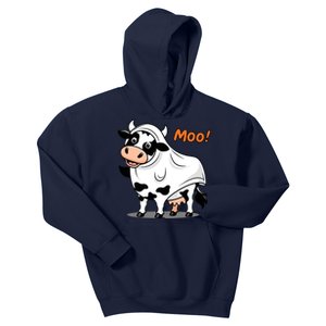 Moo! Cute Funny Cow Print Ghost Halloween Kids Hoodie