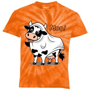 Moo! Cute Funny Cow Print Ghost Halloween Kids Tie-Dye T-Shirt