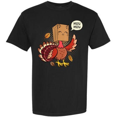 Meow Cat Funny Turkey Thanksgiving Holiday Garment-Dyed Heavyweight T-Shirt