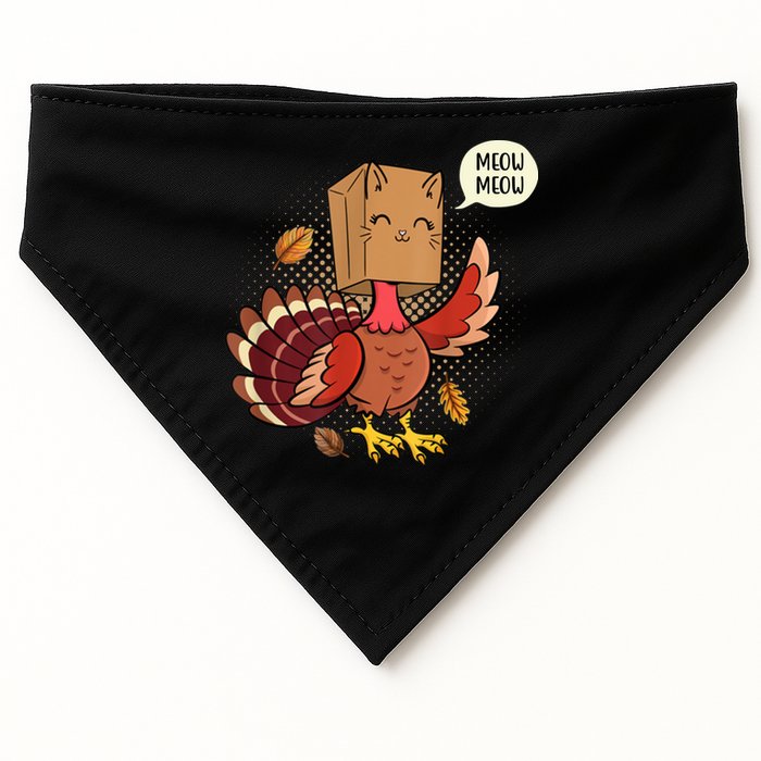 Meow Cat Funny Turkey Thanksgiving Holiday USA-Made Doggie Bandana