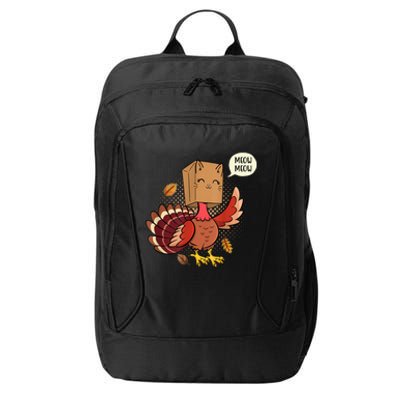 Meow Cat Funny Turkey Thanksgiving Holiday City Backpack