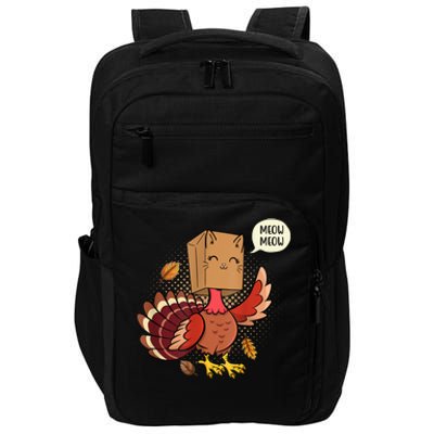 Meow Cat Funny Turkey Thanksgiving Holiday Impact Tech Backpack