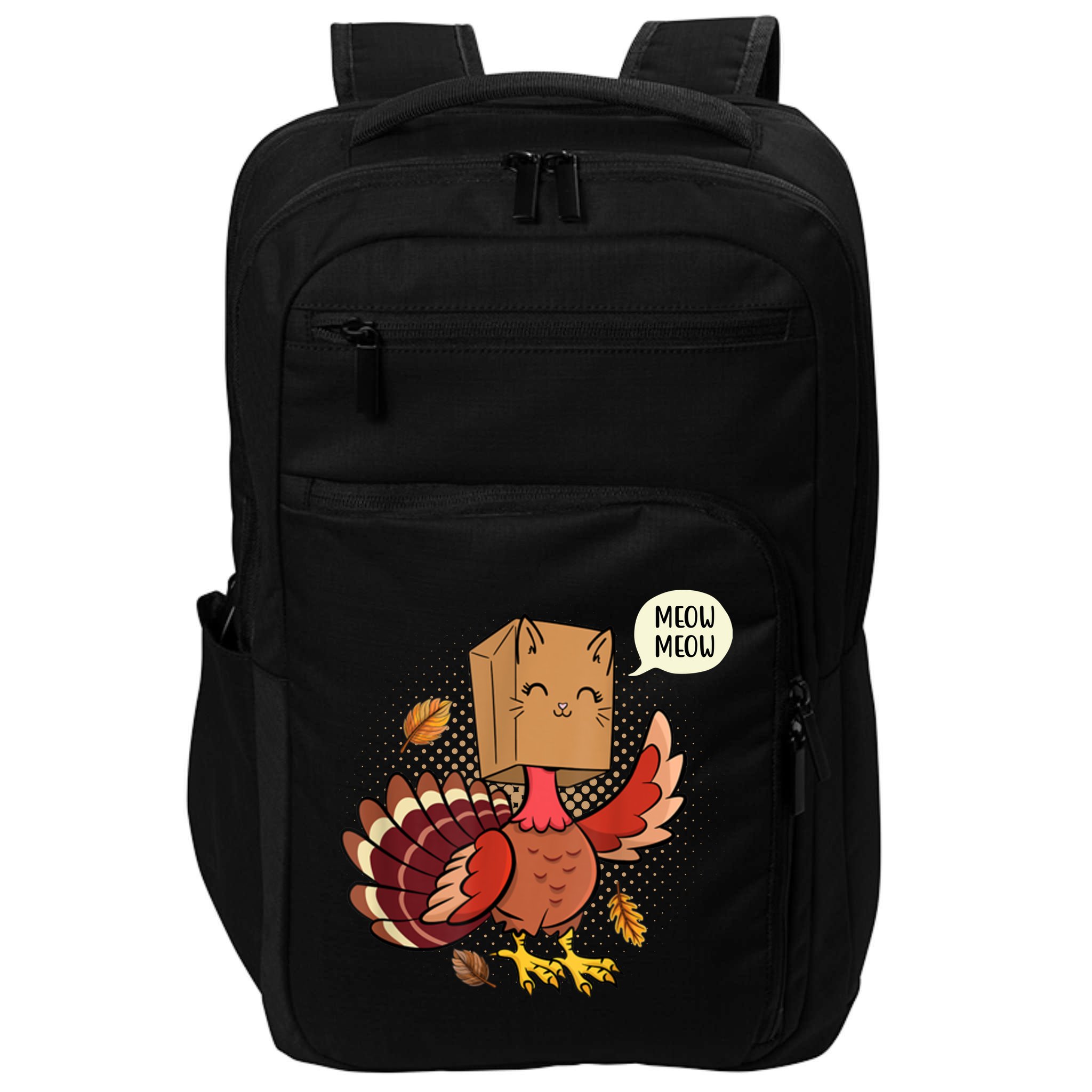 Meow Cat Funny Turkey Thanksgiving Holiday Impact Tech Backpack