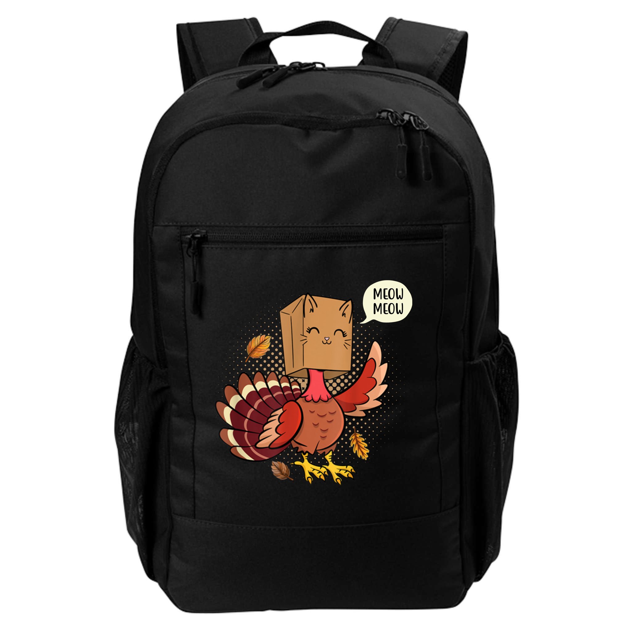 Meow Cat Funny Turkey Thanksgiving Holiday Backpack