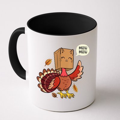 Meow Cat Funny Turkey Thanksgiving Holiday Mug