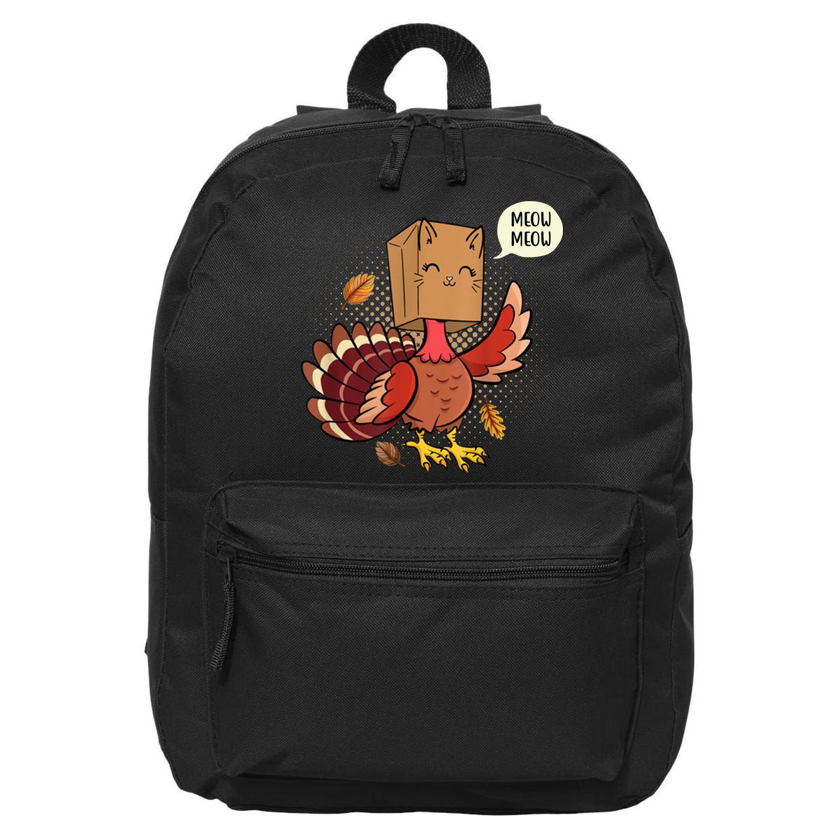 Meow Cat Funny Turkey Thanksgiving Holiday 16 in Basic Backpack