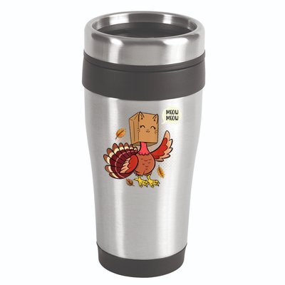 Meow Cat Funny Turkey Thanksgiving Holiday 16oz Travel Tumbler