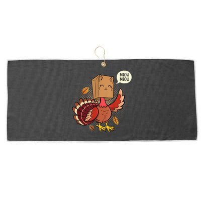 Meow Cat Funny Turkey Thanksgiving Holiday Large Microfiber Waffle Golf Towel