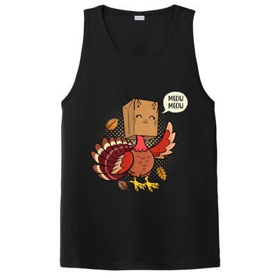Meow Cat Funny Turkey Thanksgiving Holiday PosiCharge Competitor Tank