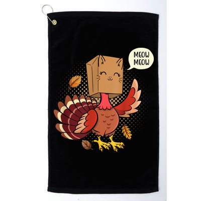 Meow Cat Funny Turkey Thanksgiving Holiday Golf Towel