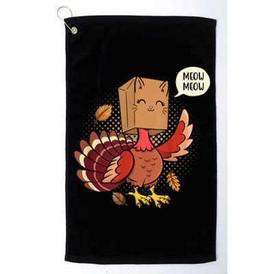 Meow Cat Funny Turkey Thanksgiving Holiday Platinum Collection Golf Towel