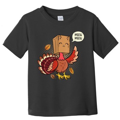Meow Cat Funny Turkey Thanksgiving Holiday Toddler T-Shirt