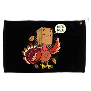 Meow Cat Funny Turkey Thanksgiving Holiday Grommeted Golf Towel