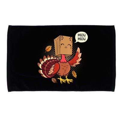 Meow Cat Funny Turkey Thanksgiving Holiday Microfiber Hand Towel