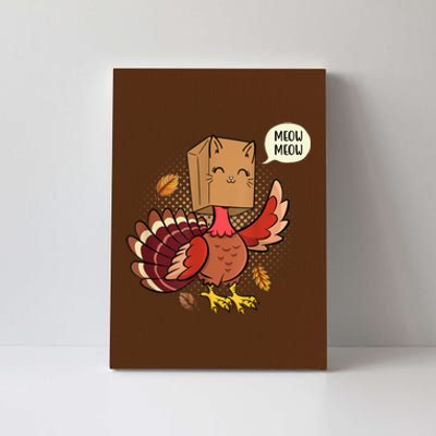 Meow Cat Funny Turkey Thanksgiving Holiday Canvas