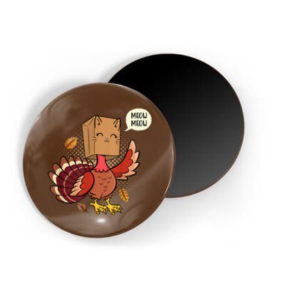 Meow Cat Funny Turkey Thanksgiving Holiday Magnet