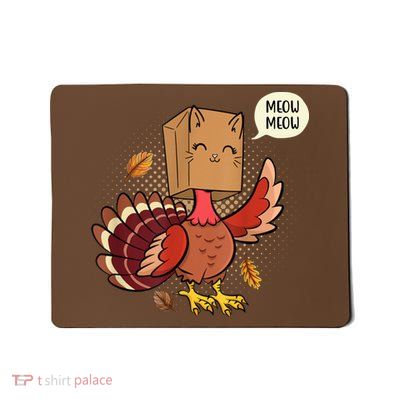 Meow Cat Funny Turkey Thanksgiving Holiday Mousepad
