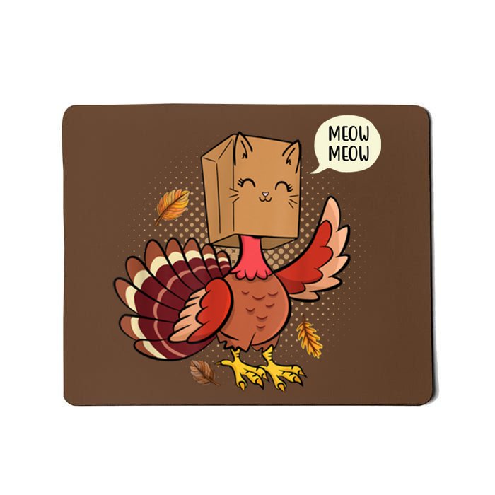 Meow Cat Funny Turkey Thanksgiving Holiday Mousepad