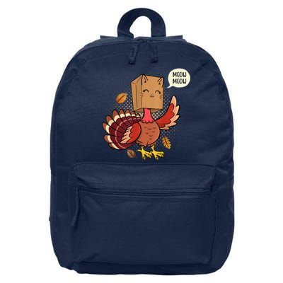 Meow Cat Funny Turkey Thanksgiving Holiday 16 in Basic Backpack