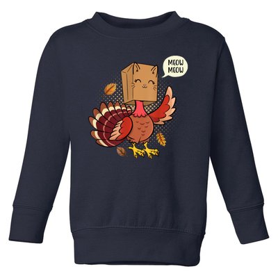 Meow Cat Funny Turkey Thanksgiving Holiday Toddler Sweatshirt