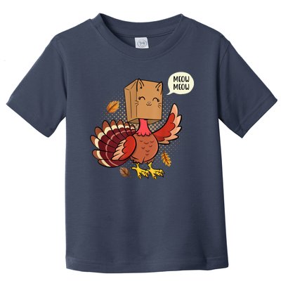 Meow Cat Funny Turkey Thanksgiving Holiday Toddler T-Shirt